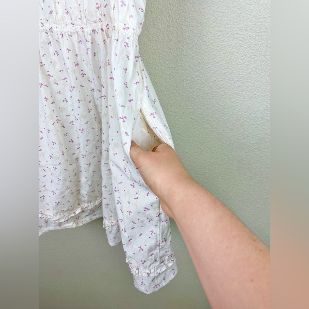 Free People Women's Small Gabby Cotton Mini Dress Sundress White Mini Cherry All - Picture 6 of 16